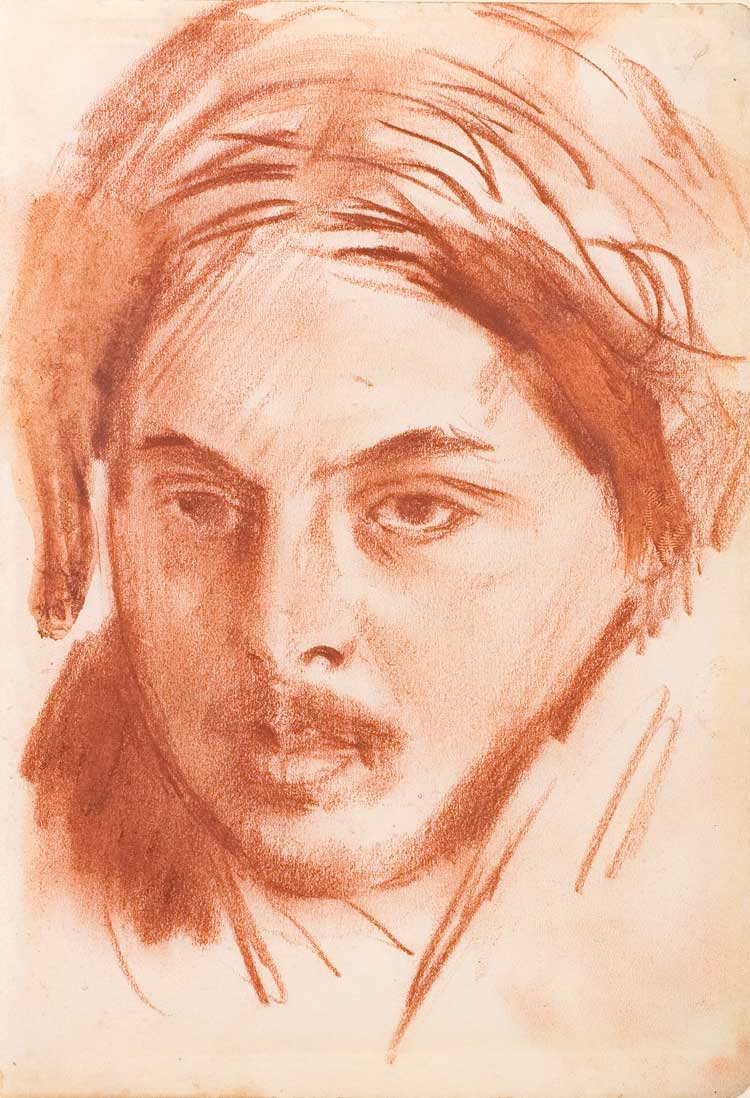 Augustus John, Portrait of Percy Wyndham Lewis, c1905. Red chalk on paper, 18.5 x 12.5 cm (7 1/4 x 4 3/4 in). © The Estate of Augustus John, courtesy of Piano Nobile, London.