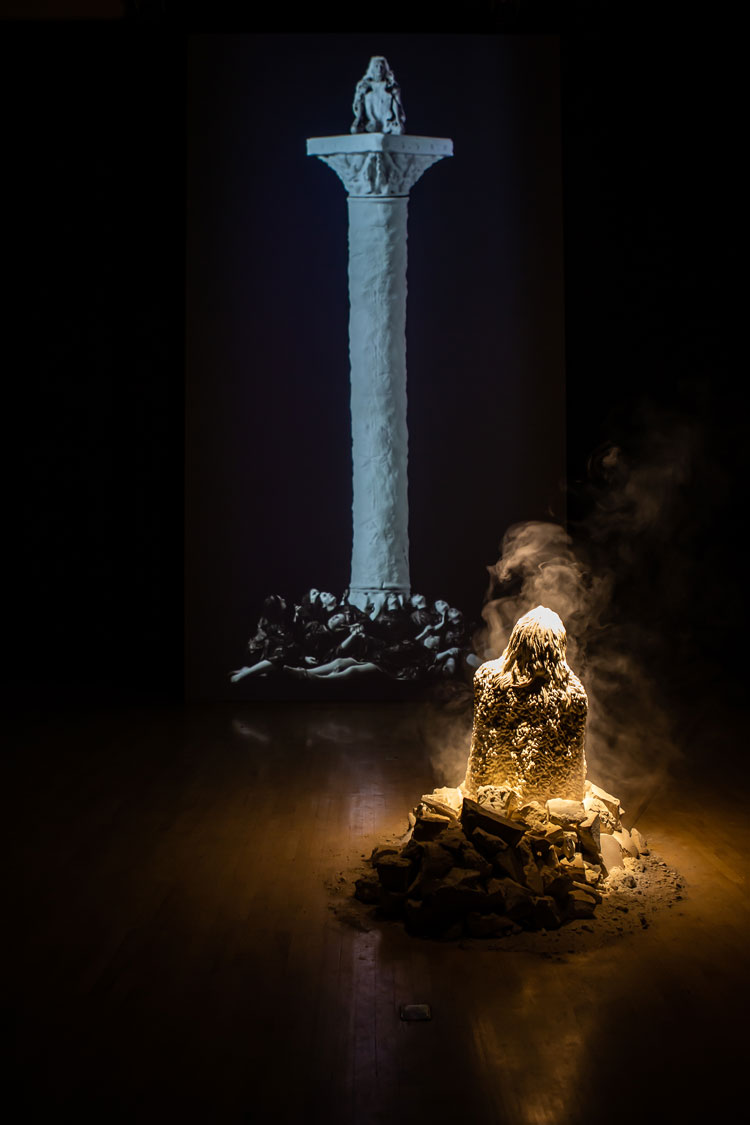 Jesse Jones, The Tower, installation view, Talbot Rice Gallery, University of Edinburgh, 2023. Courtesy the artist and Talbot Rice Gallery. Photo: Sally Jubb.