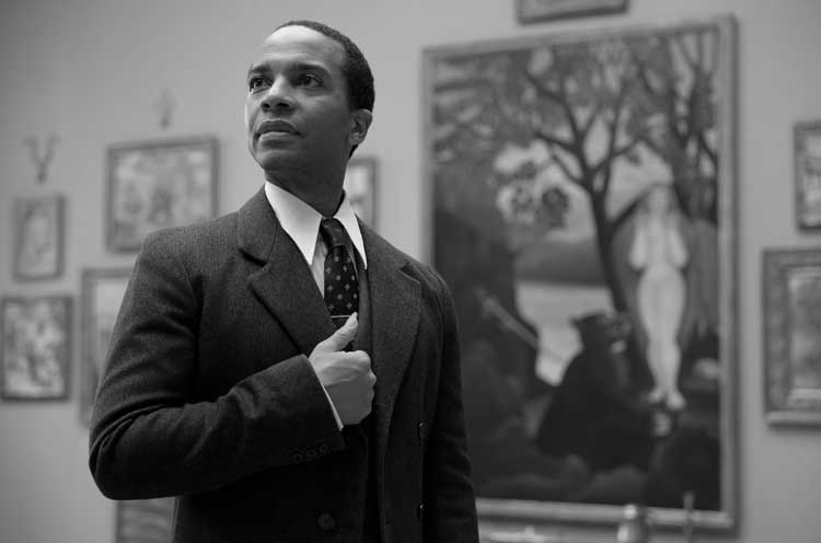 André Holland as the writer and critic Alain Locke in Once Again … (Statues Never Die), 2022. Image courtesy of the artist & Victoria Miro, London / Venice. © 2022 Isaac Julien.