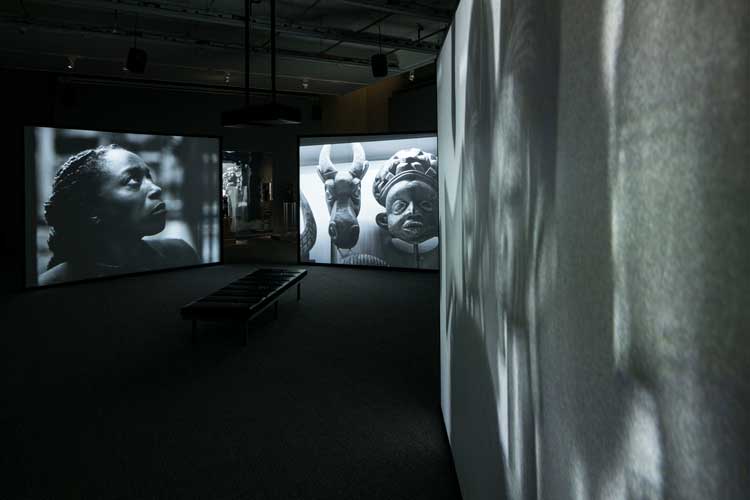 Isaac Julien: Once Again … (Statues Never Die), 2022. The Barnes Foundation, installation view. Image courtesy Isaac Julien and Victoria Miro, London/Venice. Photo by Henrik Kam.