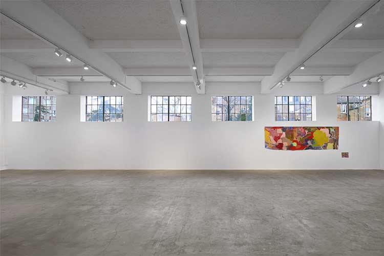 Rachel Jones, say cheeeeese, 2022. Installation view, Chisenhale Gallery, 2022. Commissioned and produced by Chisenhale Gallery, London. Courtesy of the artist. Photo: Andy Keate.