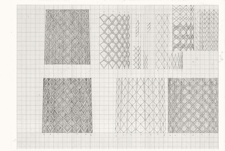 Tess Jaray: Thinking on Paper. Drawings from 1960-2000, pencil and graph paper. Image courtesy the artist.