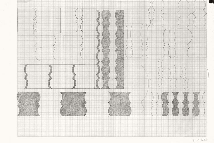 Tess Jaray: Thinking on Paper. Drawings from 1960-2000, pencil and graph paper. Image courtesy the artist.