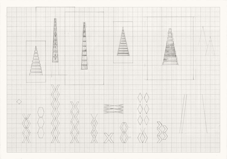 Tess Jaray: Thinking on Paper. Drawings from 1960-2000, pencil and graph paper. Image courtesy the artist.