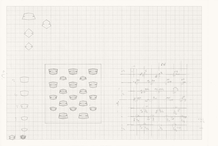 Tess Jaray: Thinking on Paper. Drawings from 1960-2000, pencil and graph paper. Image courtesy the artist.