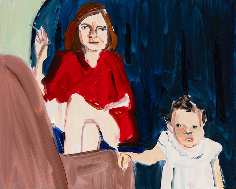 Chantal Joffe. Train to Vermont, 2020. Oil on board, 40.5 x 50.7 cm (16 x 20 in). © Chantal Joffe. Courtesy the artist and Victoria Miro.