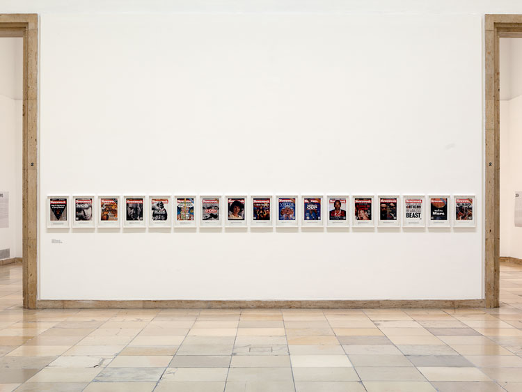 Alfredo Jaar, Untitled (Newsweek), 1994. 17 lightboxes with colour transparencies, each 48.3 x 33 cm. Image courtesy of Goodman Gallery.