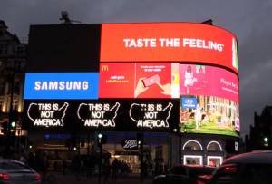 Alfredo Jaar. A Logo for America, at London’s Piccadilly Circus, July 2016.