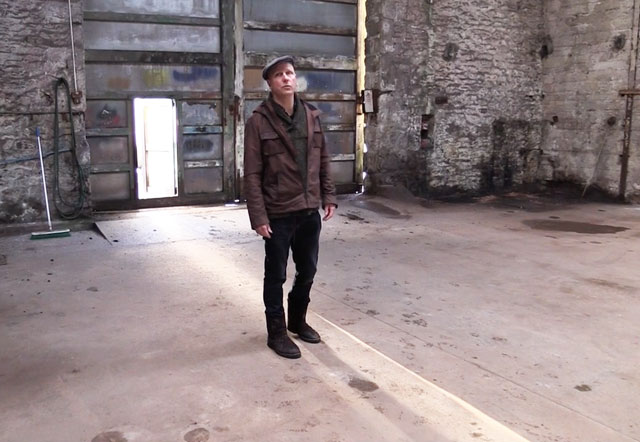 Kurt Jackson inside the building that will house the Jackson Foundation, St Just, Cornwall, 2014. Photograph: Martin Kennedy.