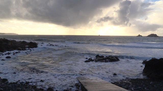 The view from Kurt Jackson's fisherman's hut studio, Priest Cove, Cape Cornwall, 17 January 2014. Photograph: Martin Kennedy.