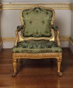 Armchair for the Painted Room, Spencer House, London, 1759-1766. Probably carved by Thomas Vardy. Carved and gilt limewood, silk damask upholstery (not original). © Courtesy of Spencer House and the Trustees of the Victoria and Albert Museum