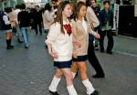 <p><em>Kogal wearing school uniform and loose socks</em>, 1997. Photo: © www.web-across.com (Parco Co., Ltd.)