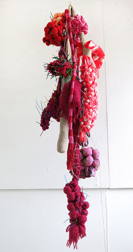 Clare Jarrett. Everyone is here, 2015. Clothing, cable ties and stuffing, 200 x 35 cm.