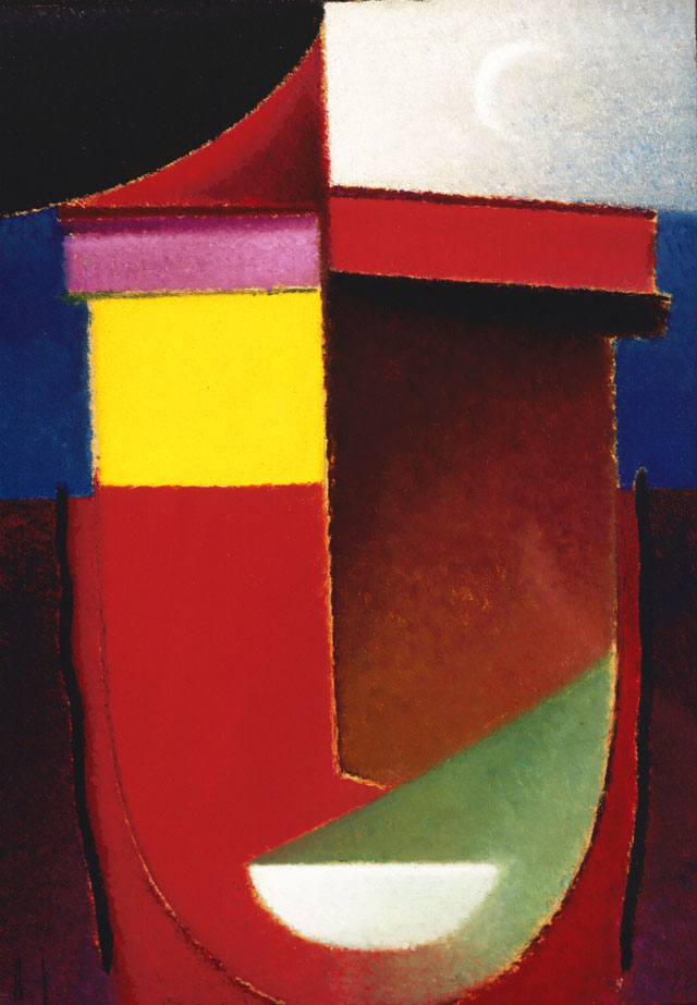 Alexei Jawlensky. Abstract Head: Late Summer (Crescent Moon), 1928. Oil on cardboard. Collection of the Long Beach Museum of Art. The Milton Wichner Collection. © 2016 Artists Rights Society (ARS), New York for Alexei Jawlensky.