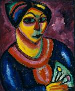 Alexei Jawlensky. Woman with Green Fan,1912. Oil on cardboard. Private collection, Courtesy Artvera’s Art Gallery. © 2016 Artists Rights Society (ARS), New York for Alexei Jawlensky.