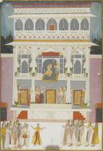 <em>Maharaja Bakhat Singh at the Jharokha Window of the Bakhat Singh Mahal</em><strong>. </strong>Attributed here to 'Artist 2'. Nagaur, 1737. Copyright © Mehrangarh Museum Trust.