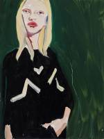 Chantal Joffe. Blonde in a Black Sweater, 2015. Oil on board, 61 x 45.8 cm (24 1/8 x 18 1/8 in). Courtesy the artist and Victoria Miro, London. © Chantal Joffe.