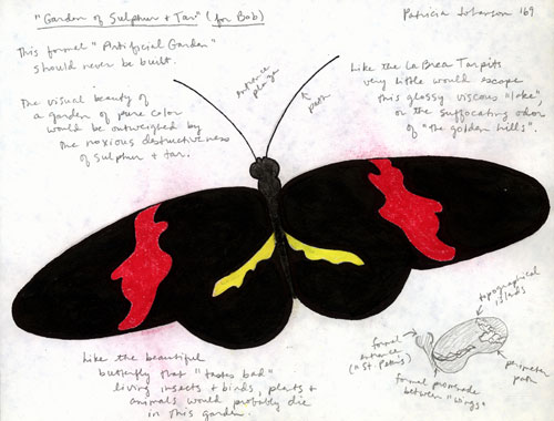 Patricia Johanson. Garden of Sulphur and Tar (for Bob), 1969. 43.18 x 58.42 cm.