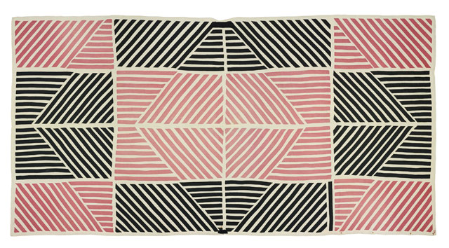 Edvard Munch’s bedspread, probably early 20th century.
Cotton applique on linen, 59 x 112 1⁄2 in (150 x 286 cm), irregular edge. Munch Museum, donated by The Friends of the Munch Museum, 1997.