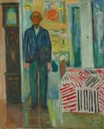 Edvard Munch. Self-Portrait between the Clock and the Bed, 1940–43. Oil on canvas, 58 7⁄8 x 47 1⁄2 in. (149.5 x 120.5 cm). Munch Museum.