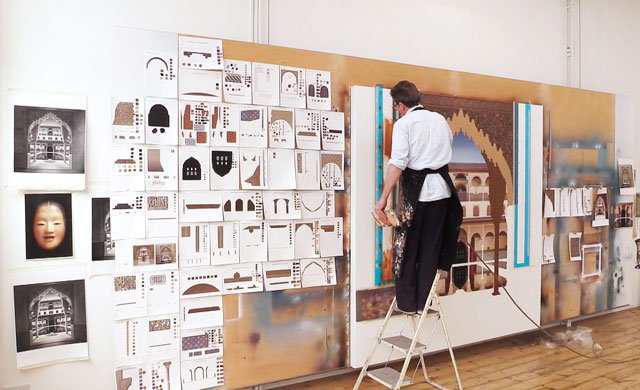 Ben Johnson working on Patio de los Arrayanes in his west London studio, September 2015. Photograph: Martin Kennedy.