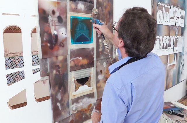 Ben Johnson working on Patio de los Arrayanes in his west London studio, September 2015. Photograph: Martin Kennedy.