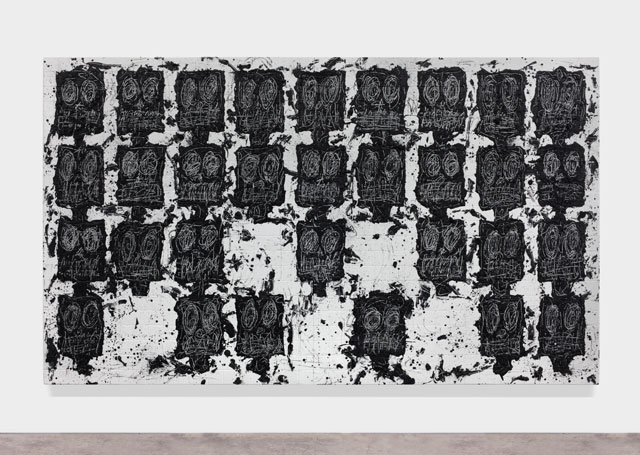 Rashid Johnson. Untitled Anxious Audience, 2016. White ceramic tile, black soap, wax, 240 x 403.2 x 7 cm (94 1/2 x 158 3/4 x 2 3/4 in).