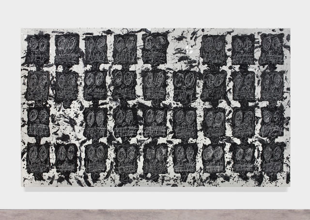 Rashid Johnson. Untitled Anxious Audience, 2016. White ceramic tile, black soap, wax, 239.4 x 403.9 x 8.3 cm (94 1/4 x 159 x 3 1/4 in).