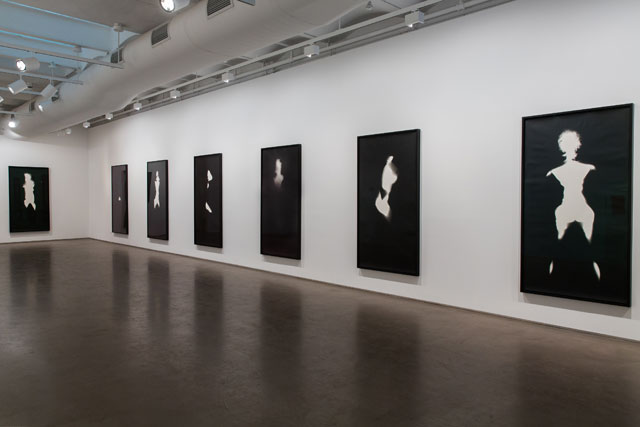 Lamia Joreige. One Night of Sleep, 2013. Photograms,180 x 95 cm. View of the exhibition at Taymour Grahne Gallery, NYC © Lamia Joreige.