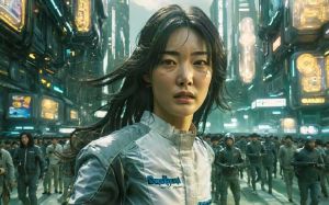 Ayoung Kim. Delivery Dancer’s Arc: Inverse (still). 2024. Three-channel video, colour, two-channel sound, lighting installation, random video playback and lighting synchronization control program, sundial sculptures, graphic sheets and circular screens (27 min). ACC Future Prize Commission. Courtesy the artist and ACC.