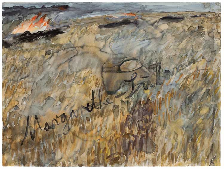 Anselm Kiefer. Margarethe - Sulamit (Margaret - Shulamite), 1981. Watercolour on paper, 42 x 56 cm. Hall Collection. Courtesy of the Hall Art Foundation. © Anselm Kiefer.