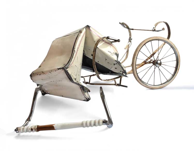 Issam Kourbaj, Capsized, 2020. Crushed pram. Photo: This Is Photography. Courtesy the artist.