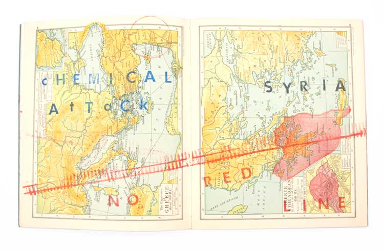 Issam Kourbaj, Defaced Intermediate Historical Atlas, 2019. Photo: This Is Photography. Courtesy the artist.