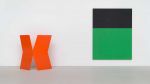 Ellsworth Kelly. From left: Gate, 1959. Painted aluminium, 67 x 63 x 17 in (170 x 160 x 43 cm). Collection Walker Art Center, Minneapolis; Gift of Kate Butler Peterson, 1997; Black Green, 1970. Oil on canvas, two joined panels, 110 x 84 in (279 x 213 cm). Glenstone. All artworks © Ellsworth Kelly Foundation. Photo: Ron Amstutz. Courtesy: Glenstone Museum, Potomac, Maryland.