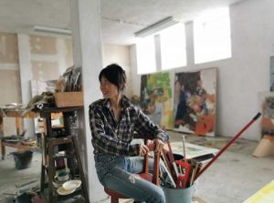 Maki Na Kamura in her studio, April 2023. Photo: © Maki Na Kamura. Courtesy Michael Werner Gallery, New York and London.