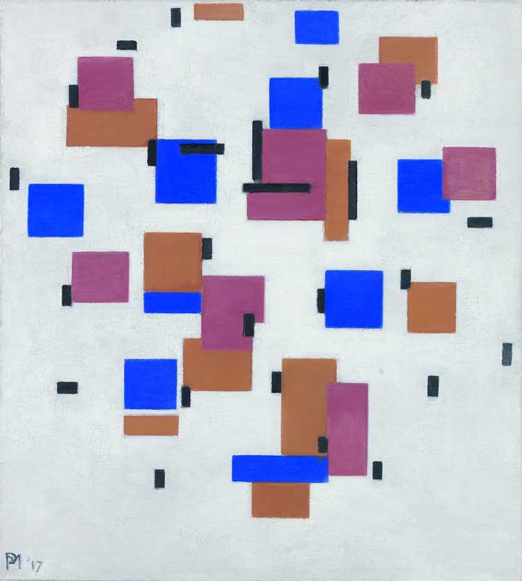 Piet Mondrian, Composition in colour B, 1917. Oil on canvas, 50.5 x 45 cm. Collection Kröller-Müller Museum, Otterlo, the Netherlands.