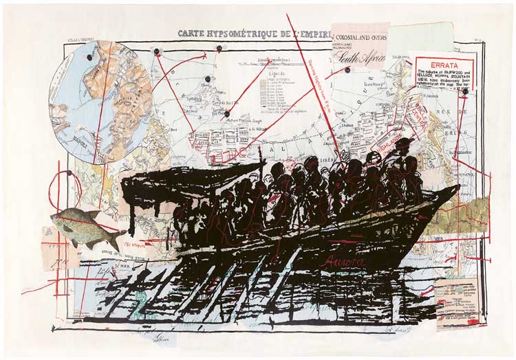 William Kentridge, Carte Hypsométrique de l’Empire Russe, 2022. Hand-woven mohair tapestry, 400 x 600 cm. William Kentridge Studio, Johannesburg © William Kentridge.