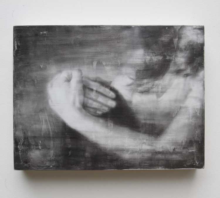 Katya Kvasova. Small Hands 4, 2021. Graphite on board, 18 x 24 cm. © the artist.