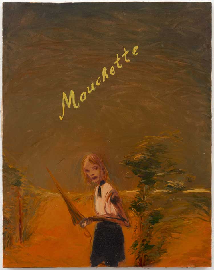 Karlo Kacharava, Mouchette, 1993. Oil on canvas, 70 x 35 cm. © The Estate of Karlo Kacharava. Courtesy: The Estate of Karlo Kacharava, Tbilisi, Georgia and Modern Art, London. Photo: Robert Glowacki. 