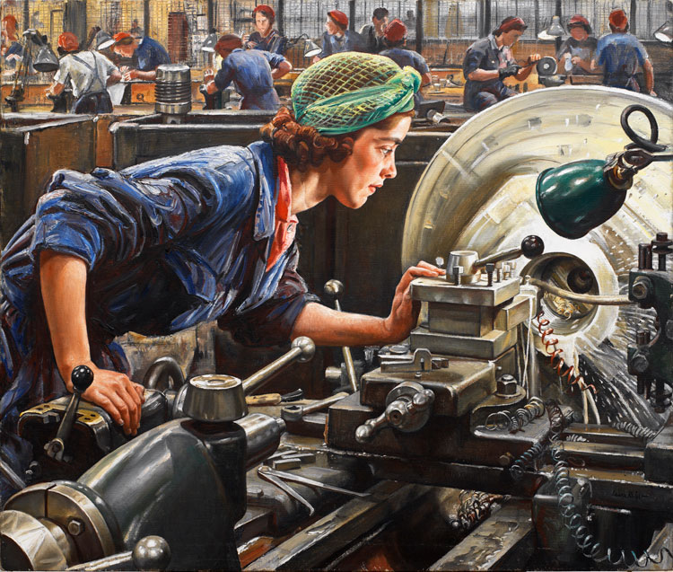 Laura Knight, Ruby Loftus Screwing a Breech-Ring, 1943. Oil on canvas. IWM, Photo courtesy IWM © Crown Copyright. IWM. All Rights Reserved.