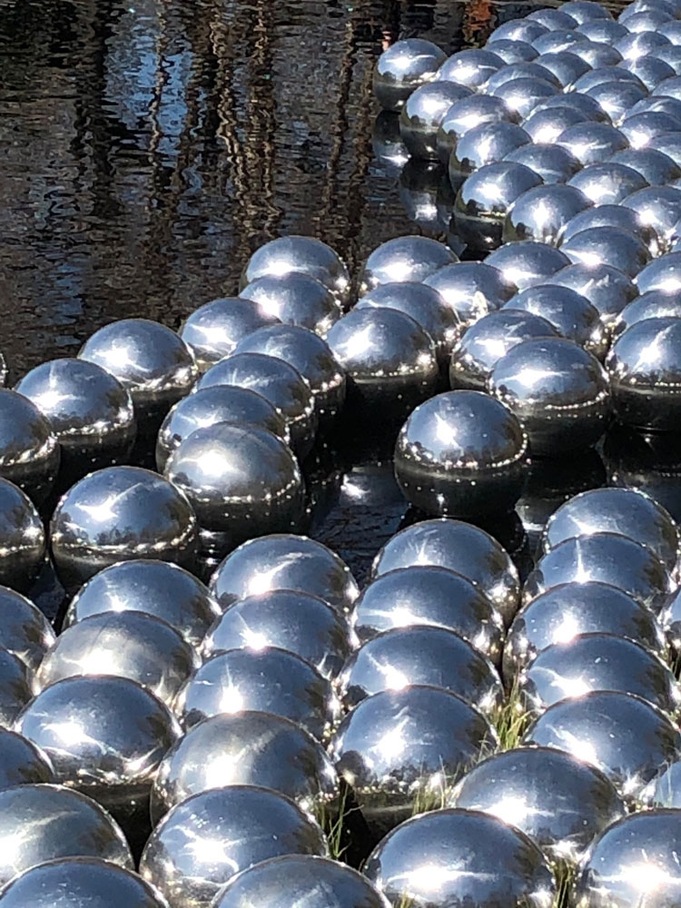 Yayoi Kusama. Narcissus Garden, 1966/2021 (detail), The New York Botanical Garden. Photo: Lilly Wei.