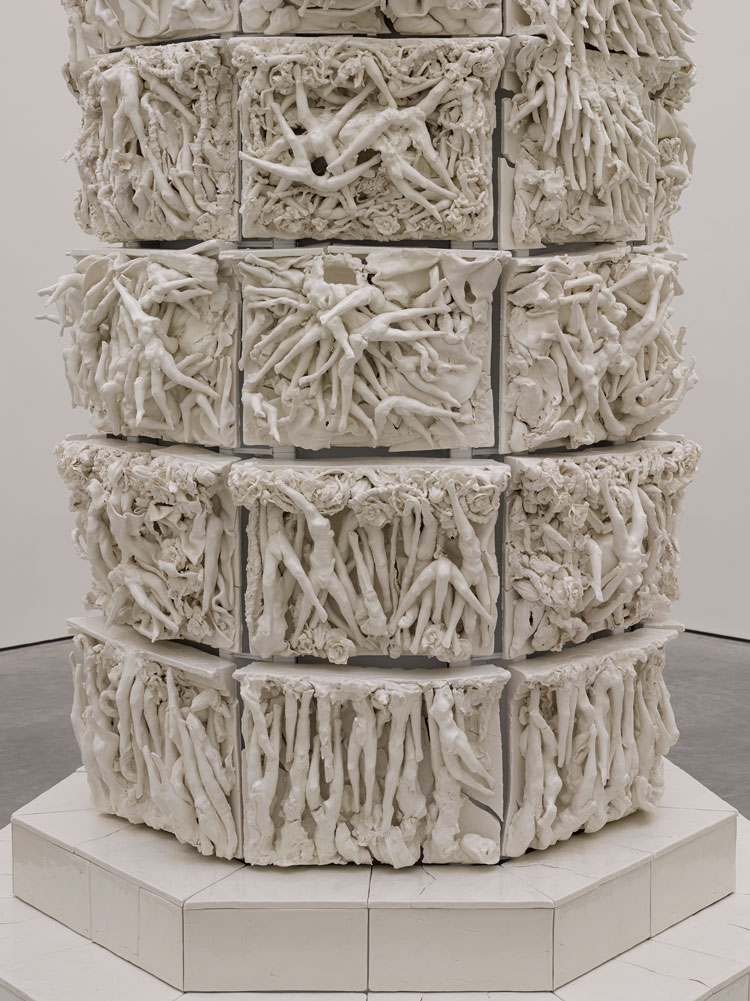 Rachel Kneebone. 399 Days, 2012-13. Porcelain and mild steel, 212 5/8 x 113 x 111 7/16 in (540 x 287 x 283 cm). © Rachel Kneebone. Photo © White Cube (Jack Hems).