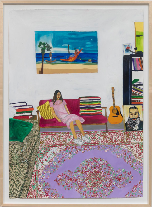 Raffi Kalenderian. Erika, 2019. Oil on paper, 50.5 x 36 in (128.27 x 91.44 cm). Courtesy of the artist and Vielmetter Los Angeles. Photo: Robert Wedemeyer.