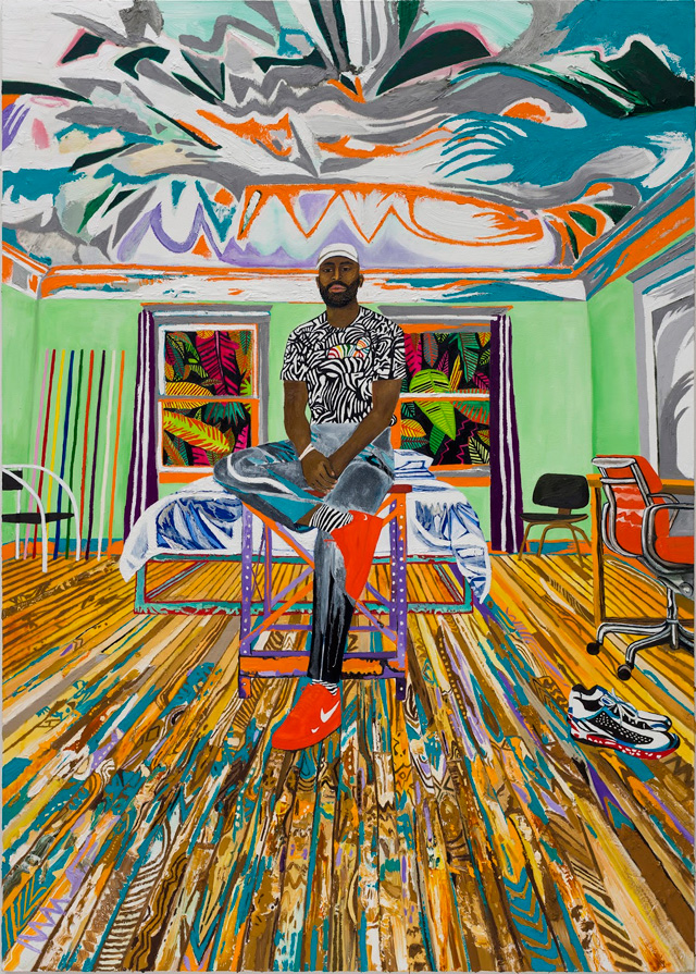 Raffi Kalenderian. Thed Jewel, 2019. Oil on canvas, 98 x 70 x 1.5 in (248.92 x 177.8 x 3.81 cm). Courtesy of the artist and Vielmetter Los Angeles. Photo: Robert Wedemeyer.