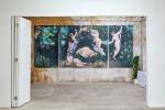 Eleanor Johnson, Lily of the Valley, 2019 (triptych). Oil on canvas, 550 x 230 cm. Installation view, Paulilles Gallery, London 2019. Photo: Gabriel Kenny-Ryder, © the artist.