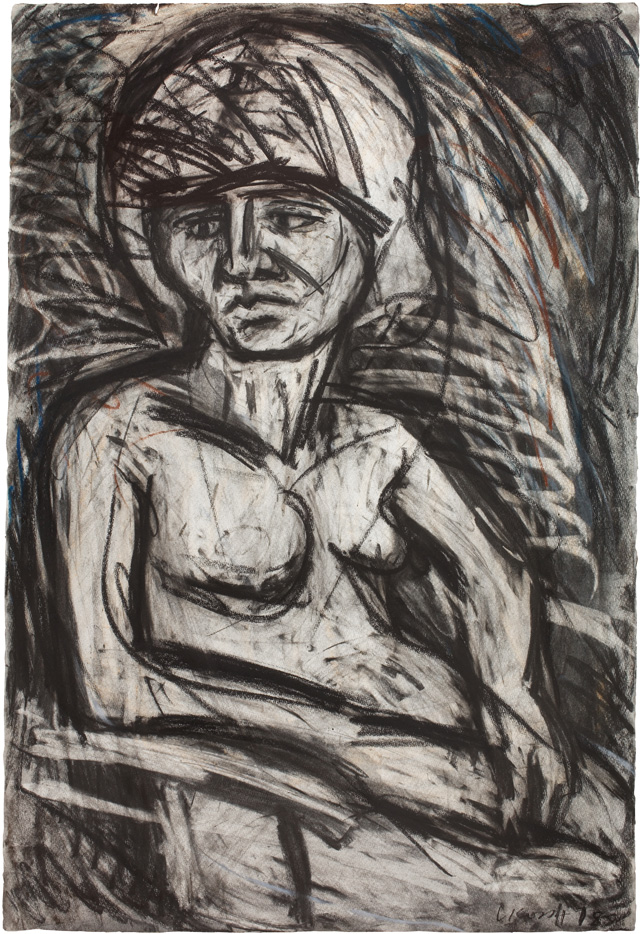 Leon Kossoff, Fidelma, No. 2, 1978. Charcoal and pastel on paper, 103 × 69.3 cm. Private collection, UK. Copyright Leon Kossoff. Image courtesy Piano Nobile, London.