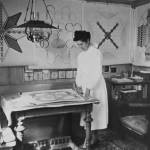 Emma Kunz at her working table, Waldstatt, 1958. Photo copyright Emma Kunz Centrum.