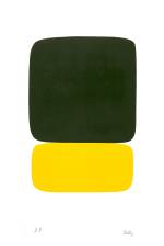 Ellsworth Kelly. Black Over Yellow (Noir sur Jaune), 1964–65. Lithograph on Rives BFK paper, 351/4 x 23 1/2 in (89.5 x 59.7 cm). Norton Simon Museum, Gift of the Artist, 1969, P.1969.027. © Ellsworth Kelly Foundation and Maeght Éditeur.