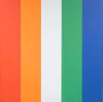 Ellsworth Kelly. Red Orange White Green Blue, 1968. Oil on canvas, 120 x 120 3/8 in (304.8 x 305.7 cm); each panel: 120 x 24 in (304.8 x 61 cm). Norton Simon Museum, Museum Purchase, Fellows Acquisition Fund, P.1968.14a-e. © Ellsworth Kelly Foundation.