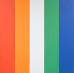 Ellsworth Kelly. Red Orange White Green Blue, 1968. Oil on canvas, 120 x 120 3/8 in (304.8 x 305.7 cm); each panel: 120 x 24 in (304.8 x 61 cm). Norton Simon Museum, Museum Purchase, Fellows Acquisition Fund, P.1968.14a-e. © Ellsworth Kelly Foundation.